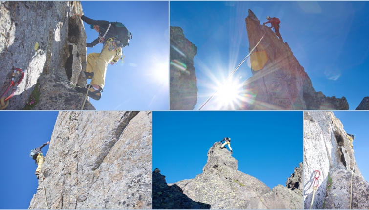 Am Ostgrat der Berlasspitze- mit ca 18 Seillängen und Stellen im unteren 6. Schwierigkeitsgrad ein recht anspruchsvolles Unternehmen. 