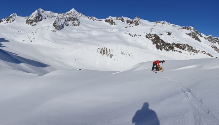 Im Aufstieg zur Östlichen Seespitze- in Hintergrund die Wildgratspitzen