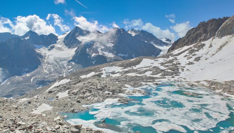  Die zurückweichenden Eismassen der Gletscher machen Platz für neue Eisseen! Hier der Turmferner-Eissee!