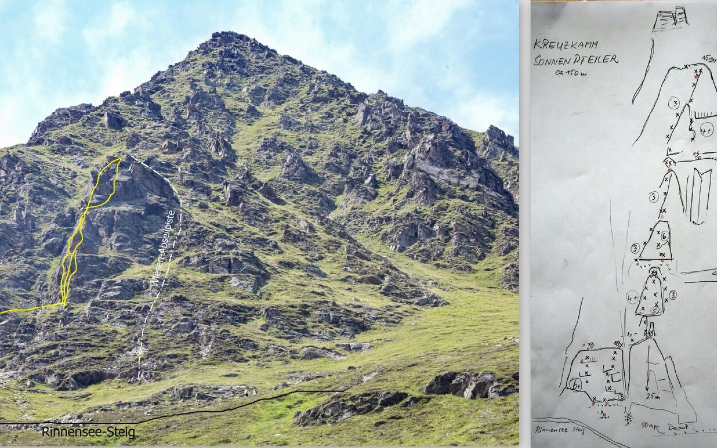 The practice crags and practice climbing routes in the wider surroundings of the hut are almost all free of snow