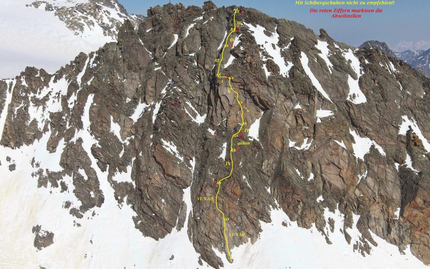 Ski tour combined with climbing on the south face of the Vorderer Wilder Turm